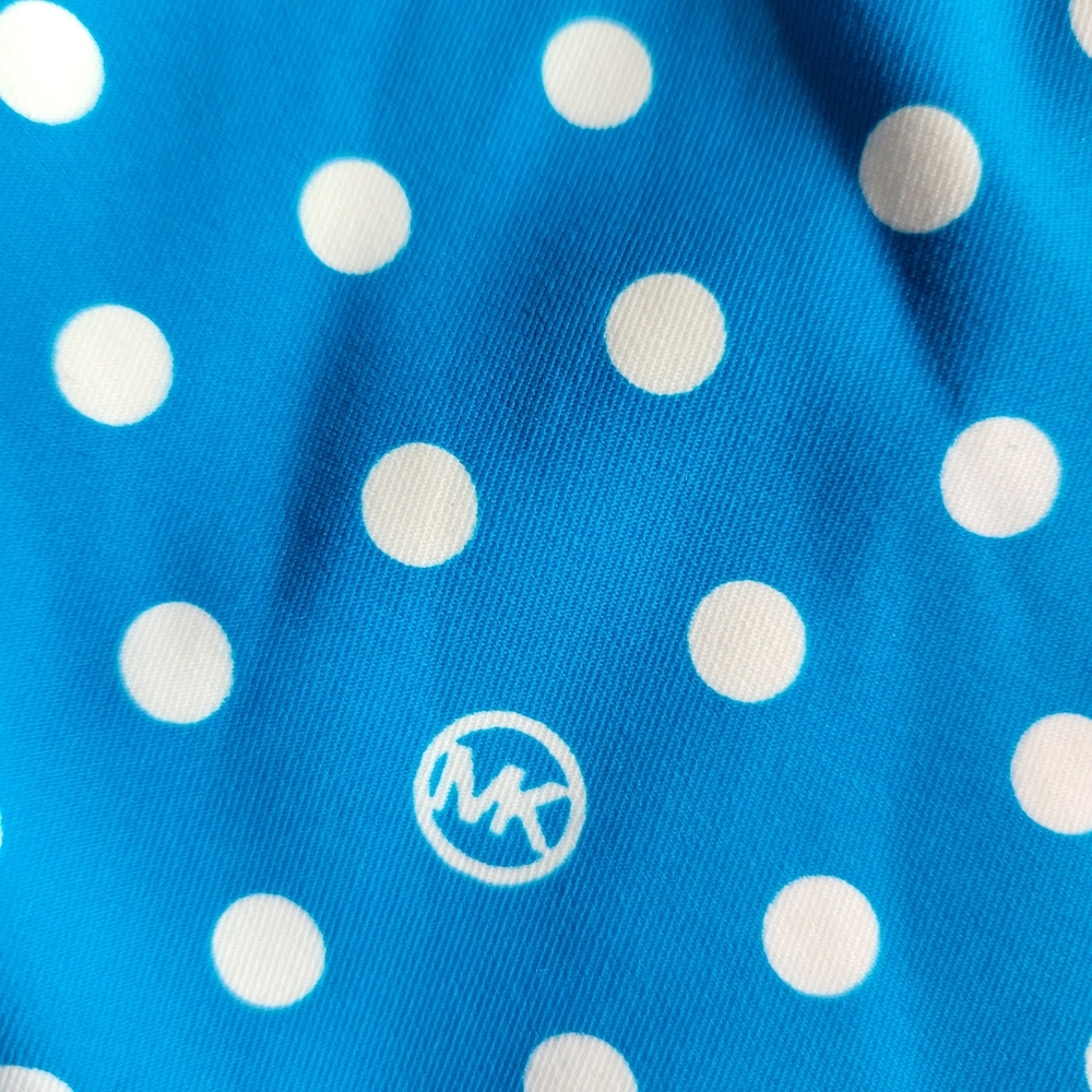 Michael Kors Polka Dot One Piece Swimwear Belt Halter Cyan Blue White 10 - Picture 4 of 13